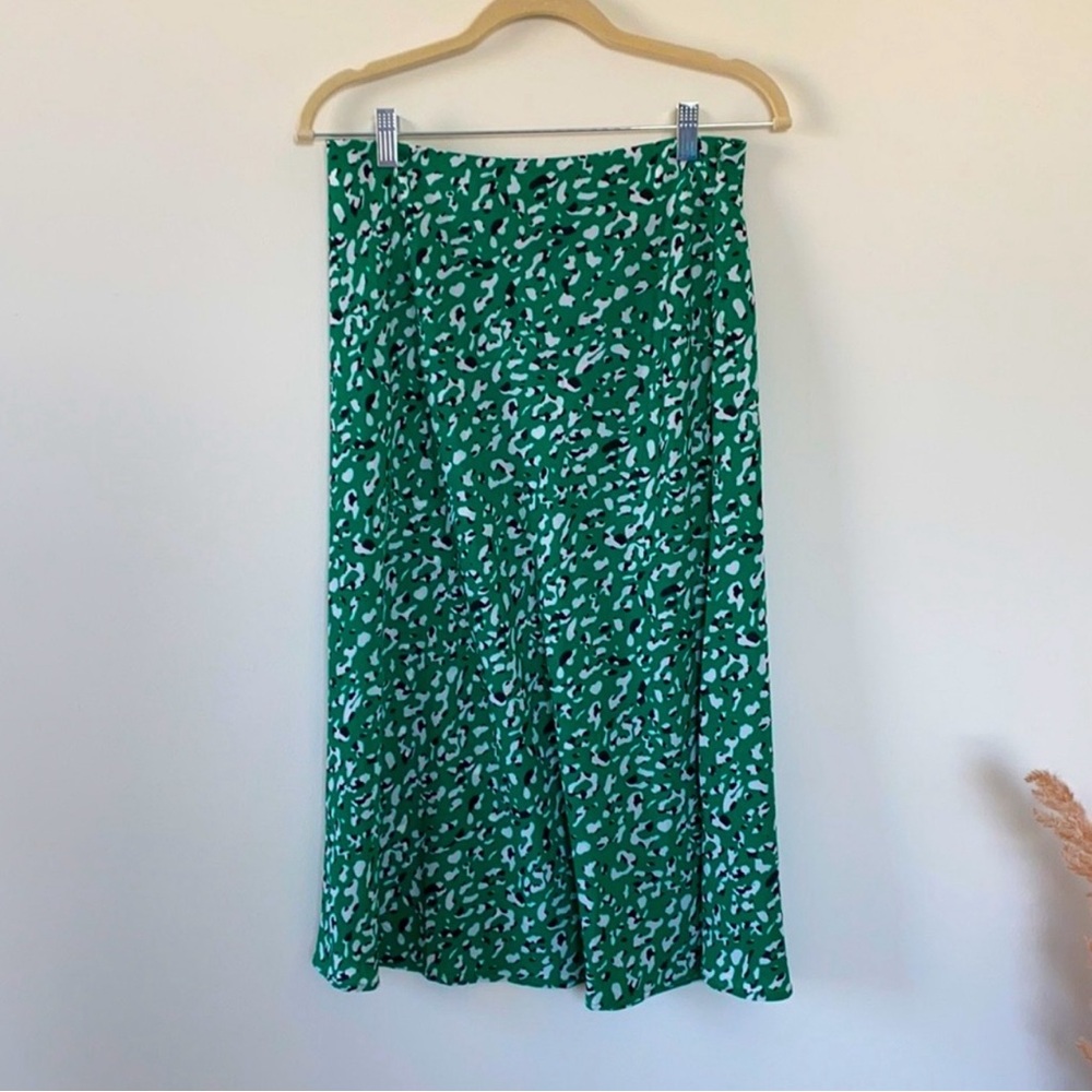 Green Printed Midi Skirt
